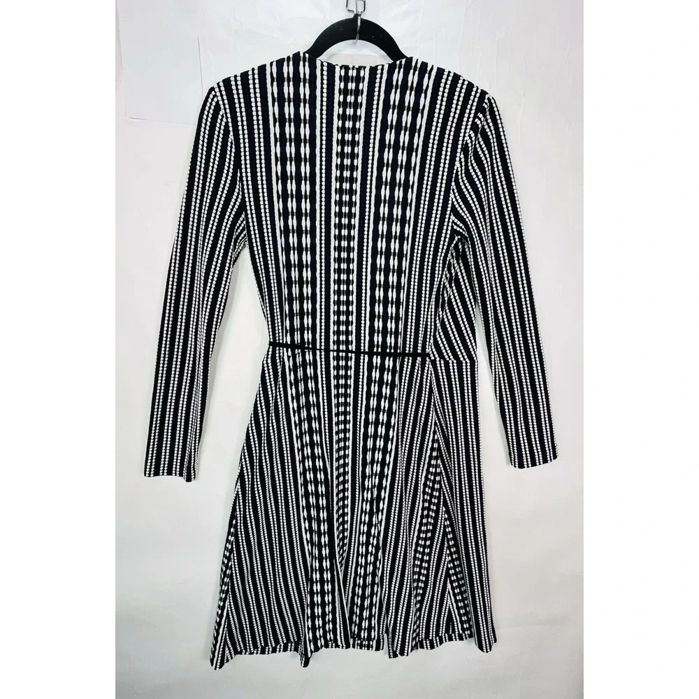 Tory Burch Navy Oxford Stripe Jacquard Wrap Dress Women's Size S‎ Luxury Chic